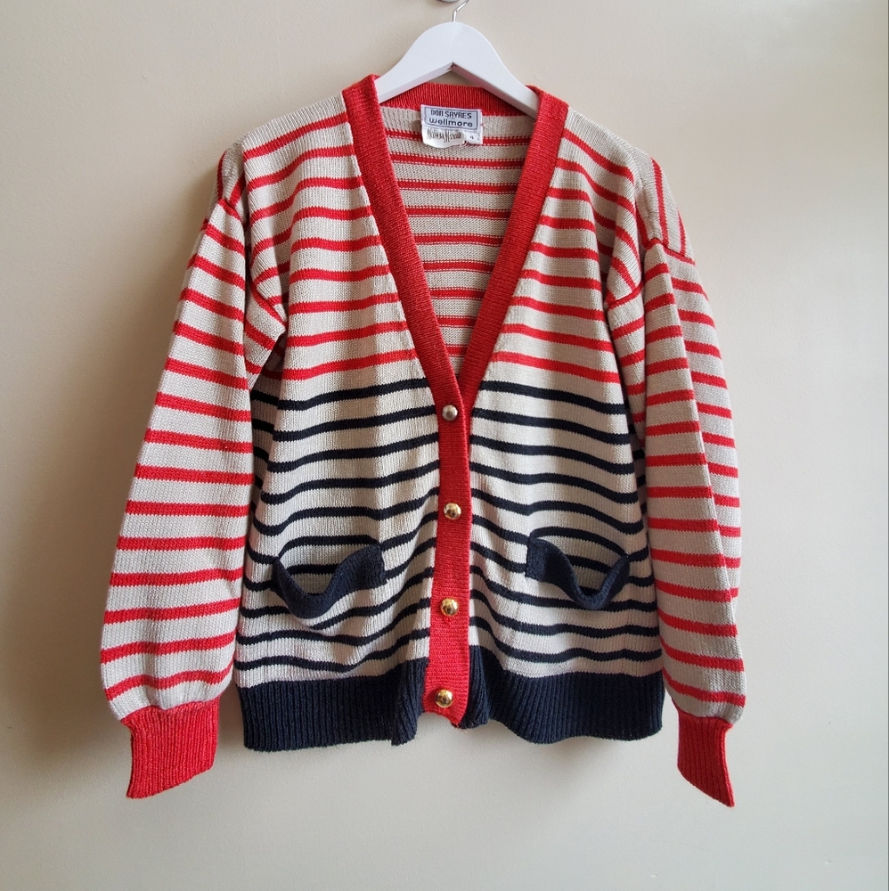 Vintage Neiman Marcus Sayres wellmore striped cardigan size 4